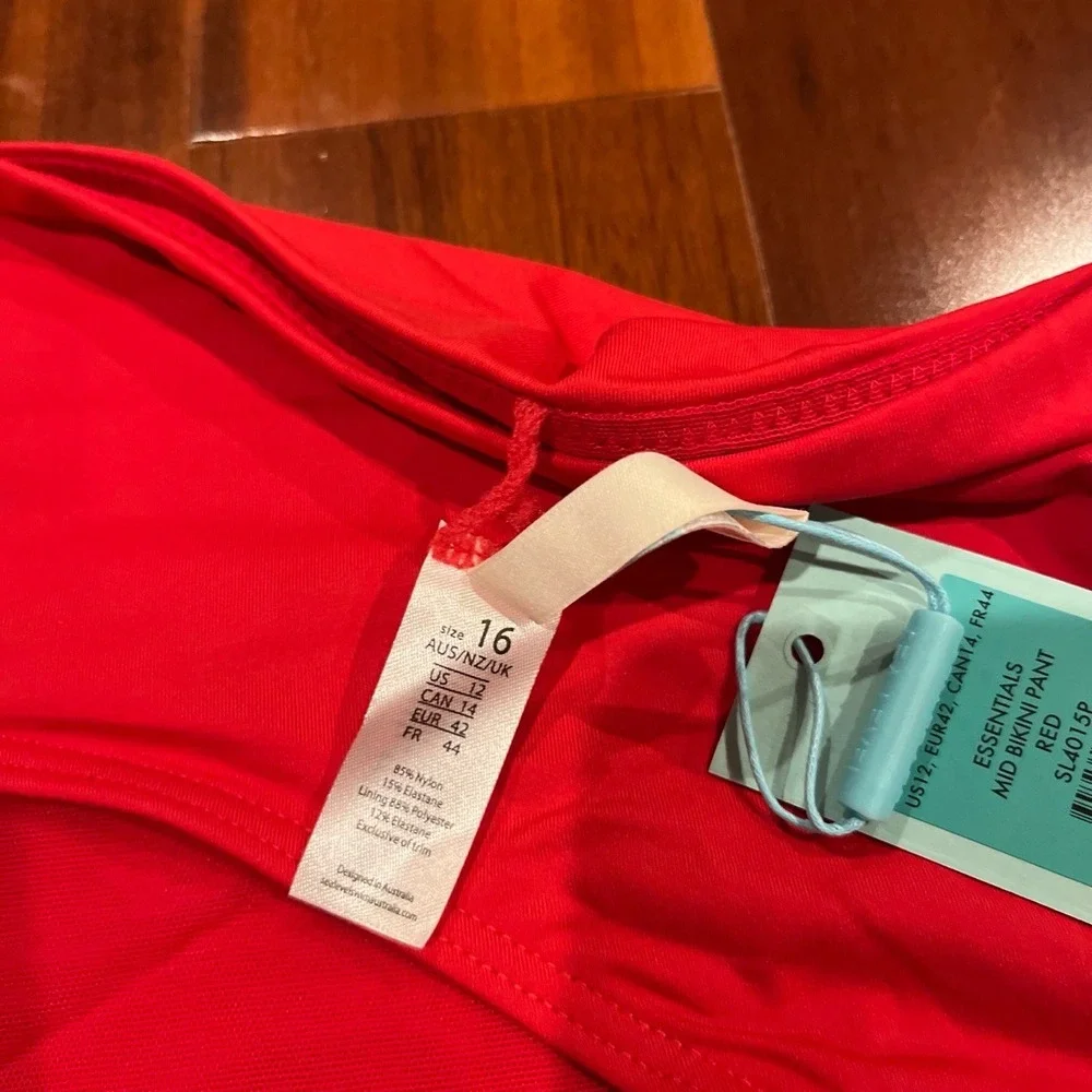 Sea Level Red Bikini Swim Bottom Essentials Mid Bikini Pant Solid New Size US 12